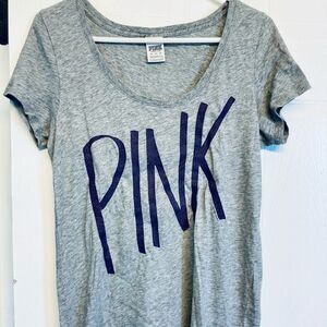 VS PINK Short‎ Sleeve Shirt Top Tee Gray XS